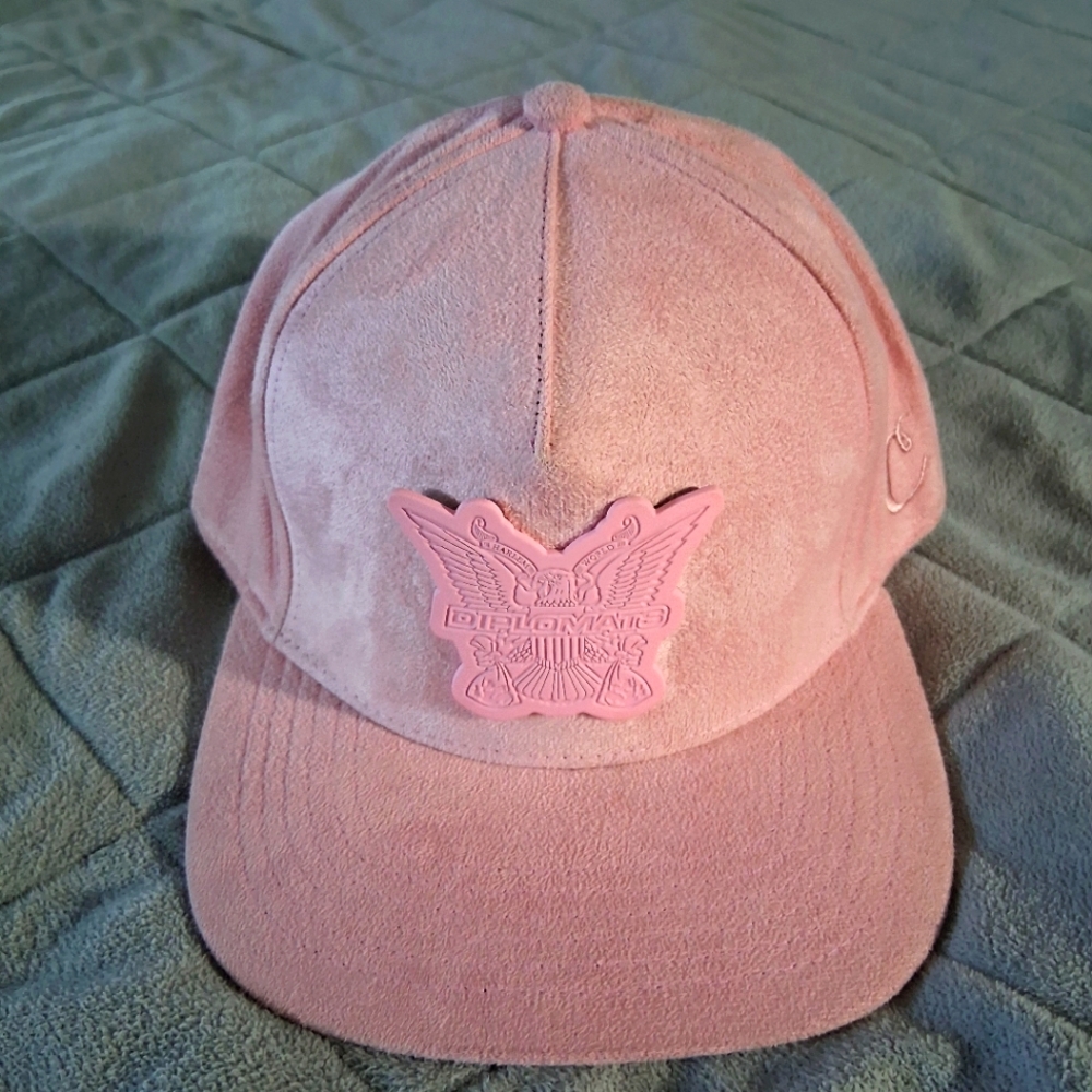 Pink Suede Cookies/ Diplomats Fitted Size 7 3/8 with Embroidered Diplomats